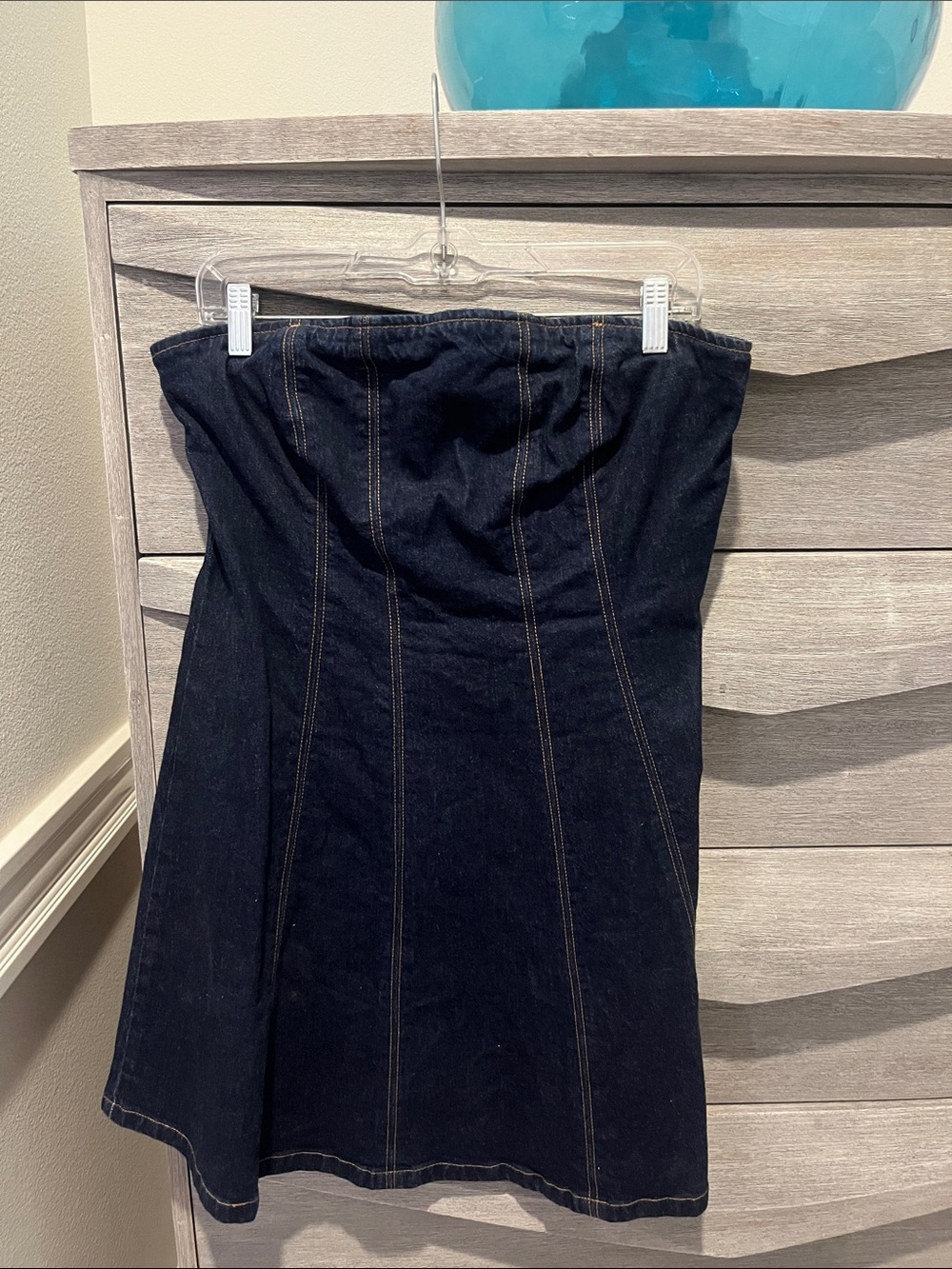 Strapless Dark Denim Skirt - Women's